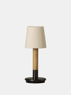 Básica Mínima Batería Portable Table Lamp - Bronze - Natural Ribbon