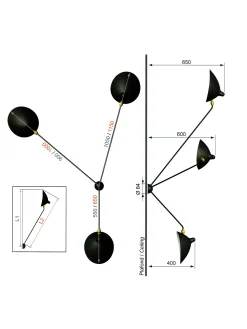Ceiling Lamp with Three Fixed Arms
