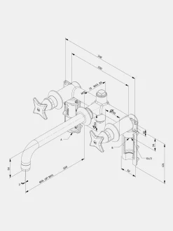 Cross-handle Built-in Tap - Brass