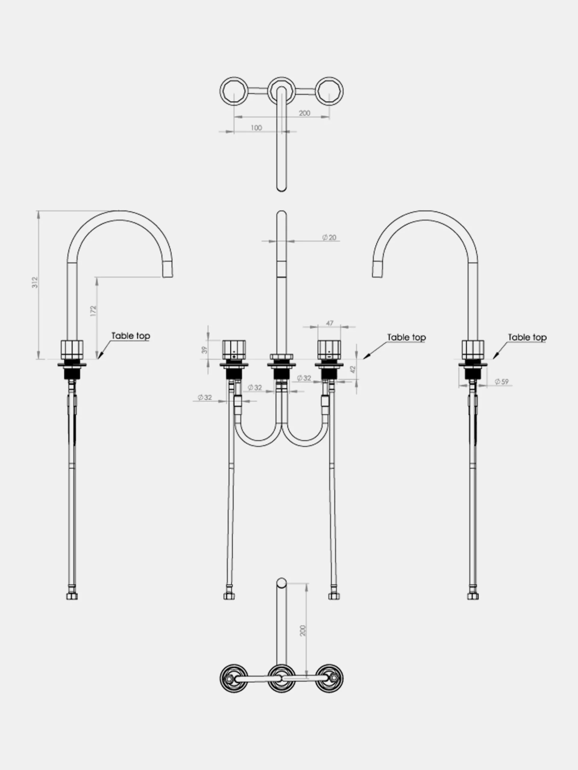 Déca Tap Ø200 - 3 hole