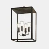 Ilford Large Closed Top Pendant - Dark Bronze - Clear Glass