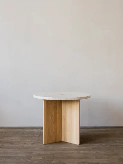 N-ST01 Side Table - Oak - Marble