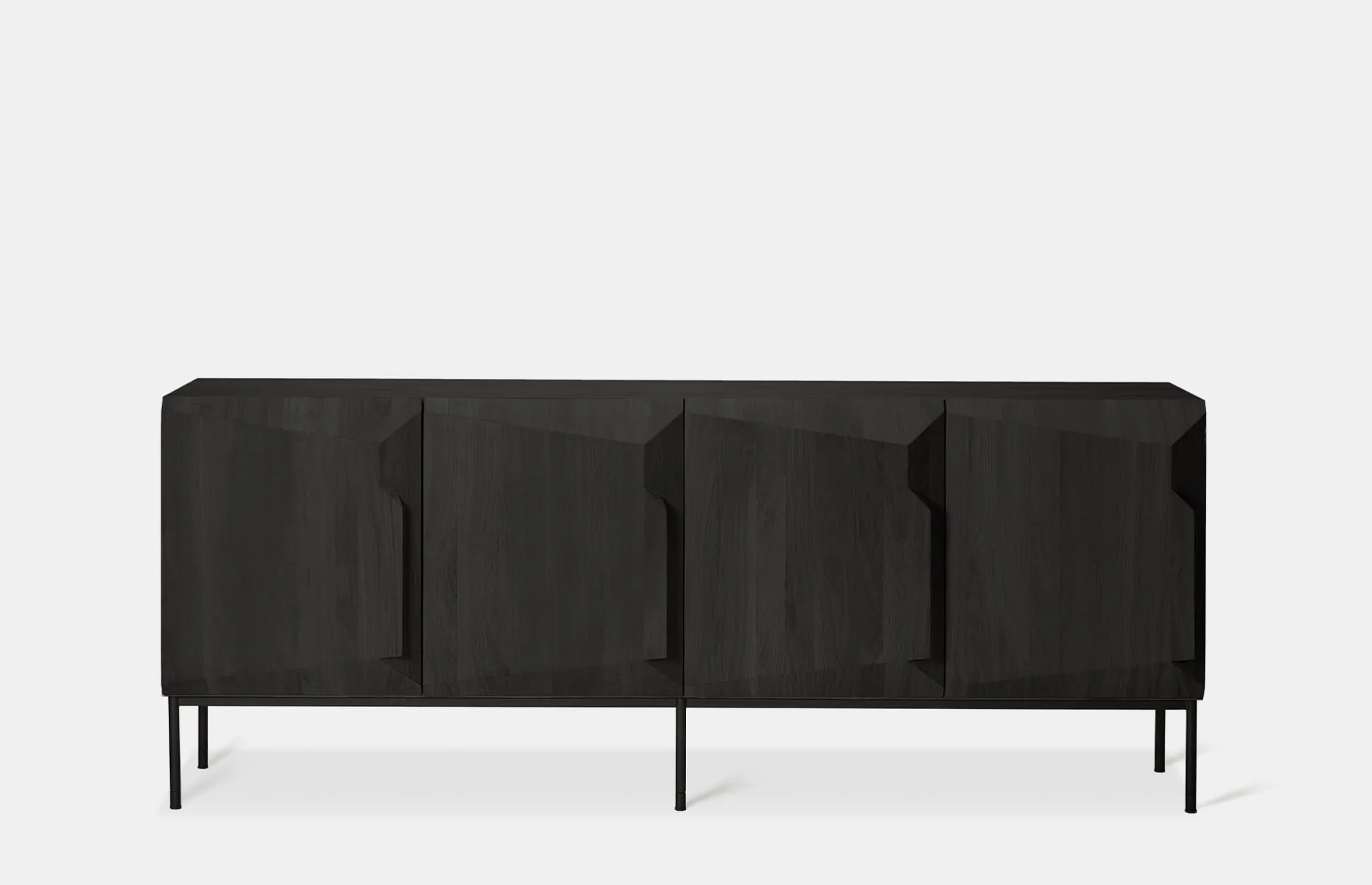 Oak Stairs Black Sideboard - 3 Doors