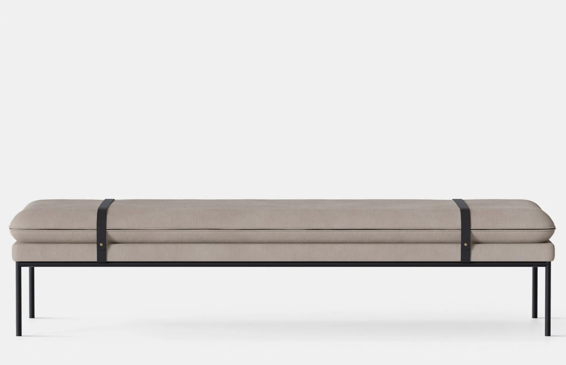 Turn Daybed - Cotton Linen Natural - Black Frame - Black Straps