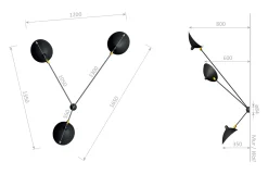 Wall Lamp with Three Fixed Arms